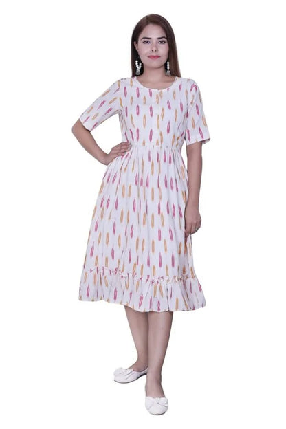 Off-White Cotton Ikat Dress