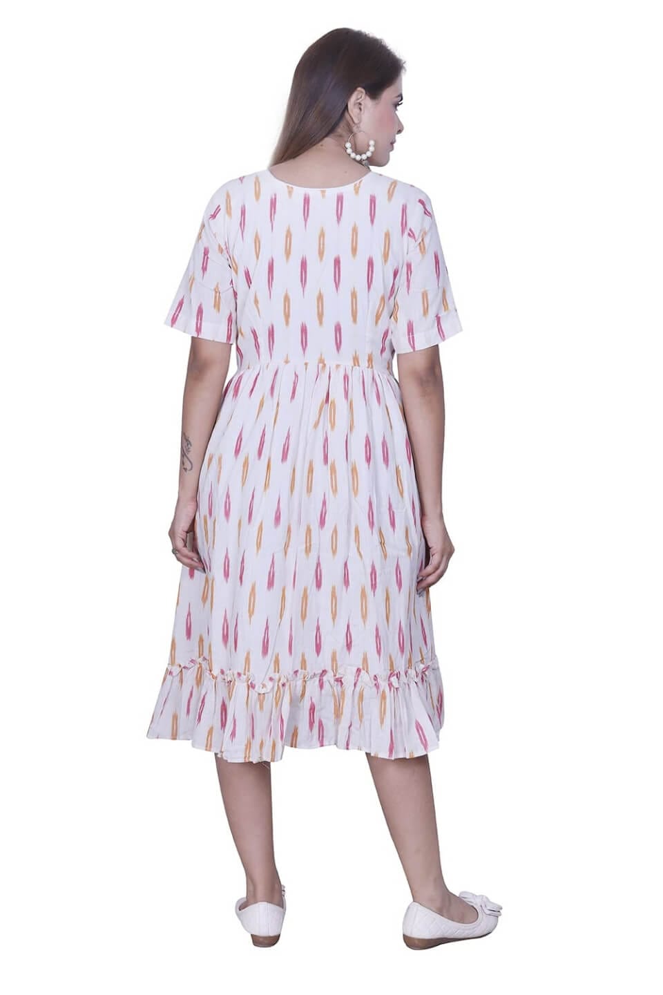 Off-White Cotton Ikat Dress