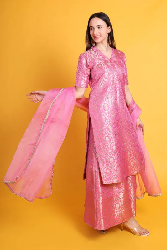 Banarasi Silk Kurta with Sharara - XS