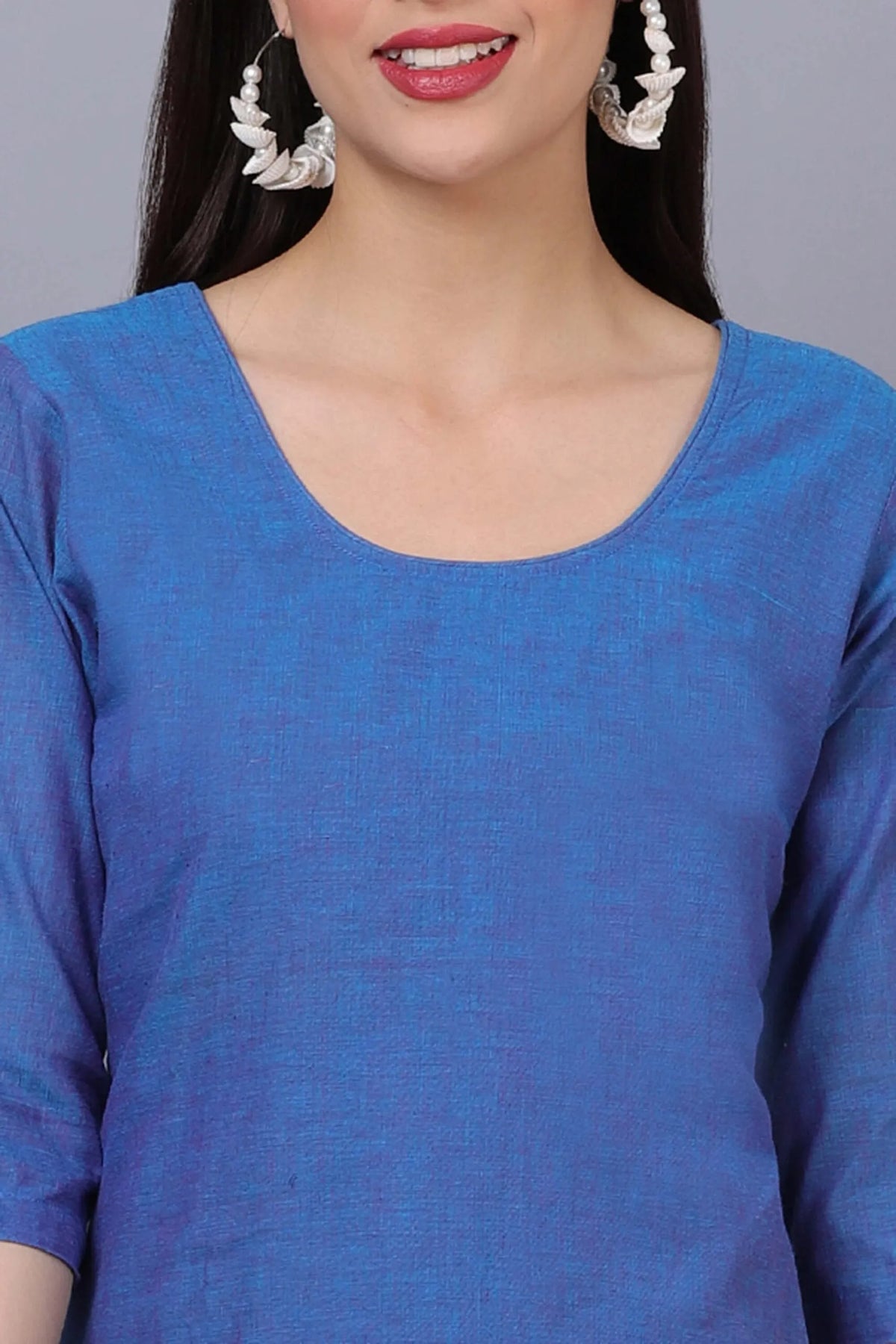 Blue Cotton Kurta Set with Phulkari Dupatta