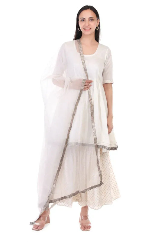 Chanderi Silk Sharara set with Organza Dupatta - XS