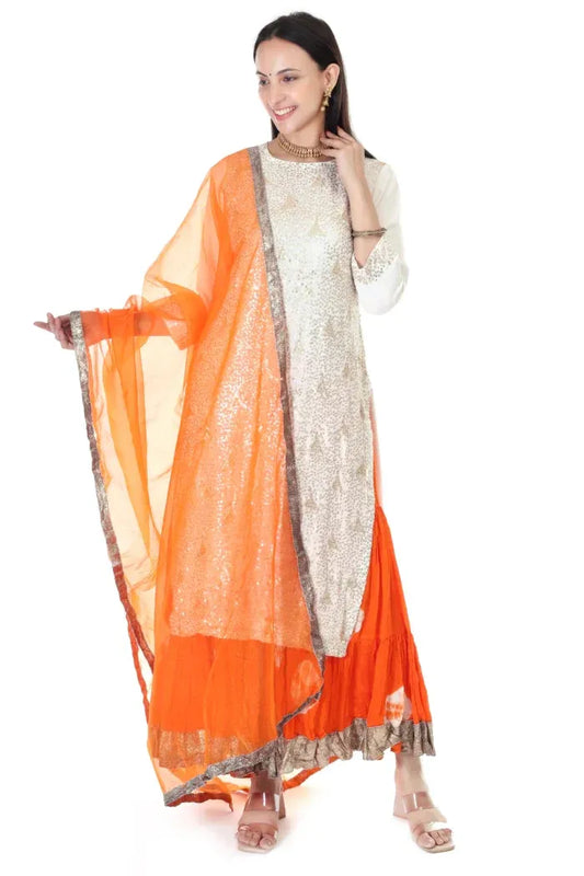 Chinnon Shibori Sharara with Embroided kurta and Organza Dupatta