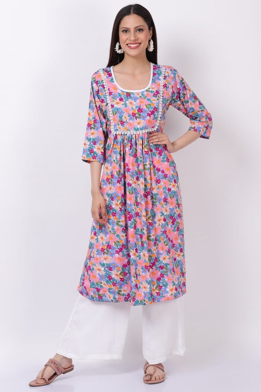 Floral print kurti set with palazzo