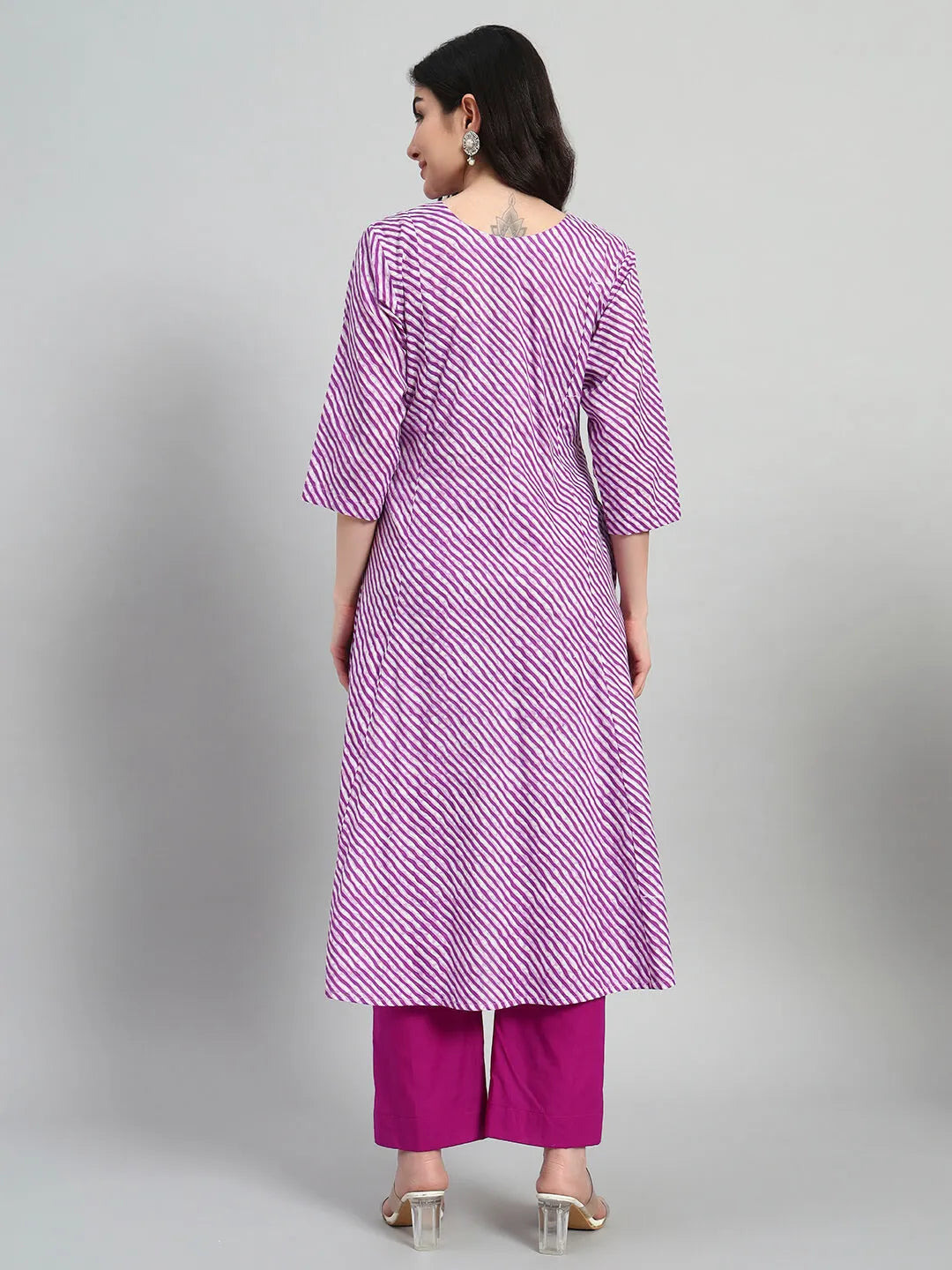 Hand Block Leheria Cotton Kurta Set