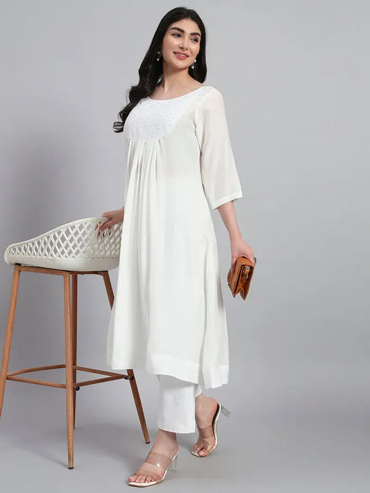 Muslin Cotton Gethered Kurta Set