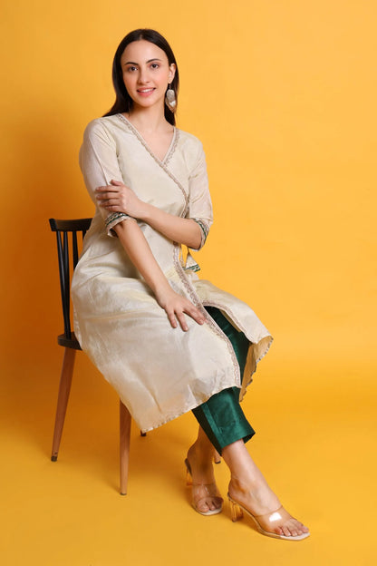 Tissue Silk Kurta with Raw Silk Pant