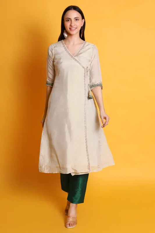 Tissue Silk Kurta with Raw Silk Pant - XS
