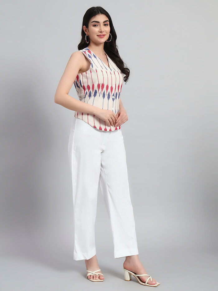 Cotton Ikat Basket Top with Pant - Image 2