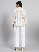 Cotton Stripes Coat with Pant - Image 5