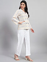 Cotton Stripes Coat with Pant - Image 4