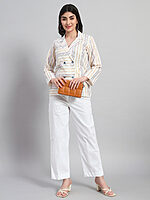 Cotton Stripes Coat with Pant