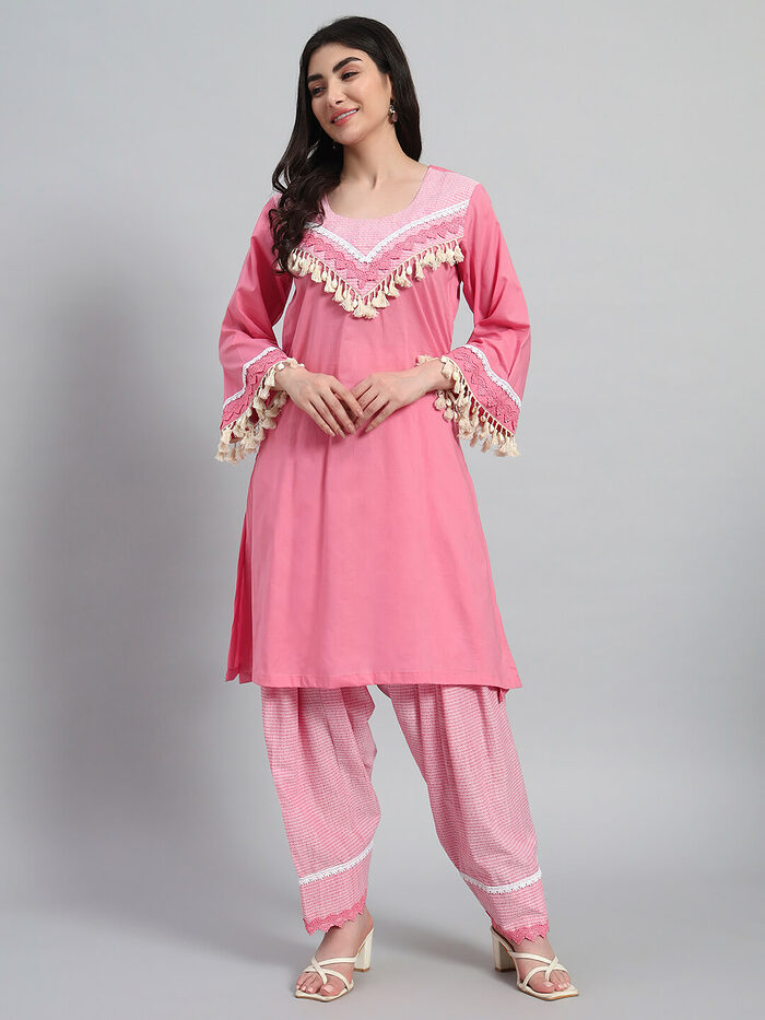 Cambric Cotton kurta with Farsi Salwar - Image 2
