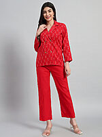 Ikat Cotton Coat Top with Pant - Image 2