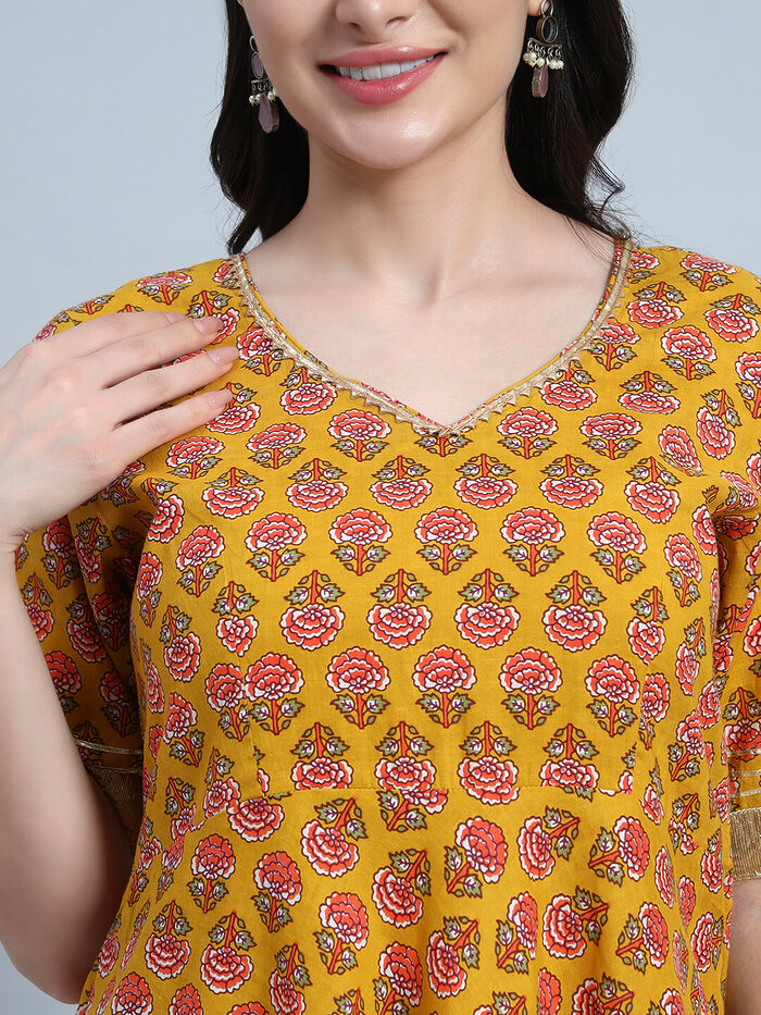 Hand Block Sharara Set with Organza Dupatta - Image 6
