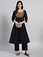 A-Line Gethered Cotton Kurta Set - Image 2