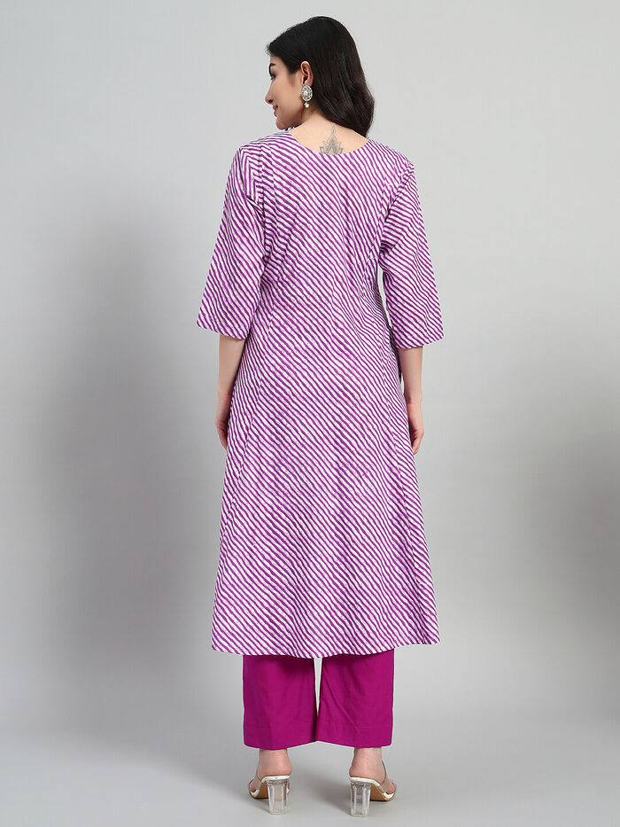 Hand Block Leheria Cotton Kurta Set - Image 5