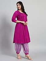 Plain Kurta With Leheria Afghani Salwar - Image 4