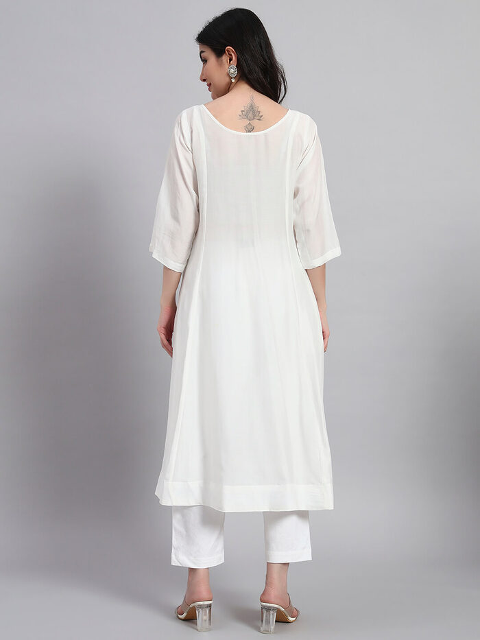 Muslin Cotton Gethered Kurta Set - Image 5