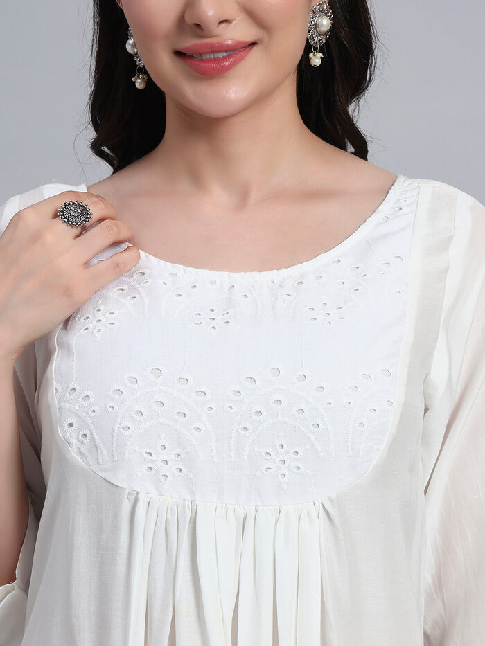 Muslin Cotton Gethered Kurta Set - Image 6