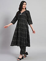 Hand Block Leheria Cotton Kurta Set - Image 2