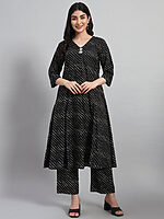 Hand Block Leheria Cotton Kurta Set - Image 3