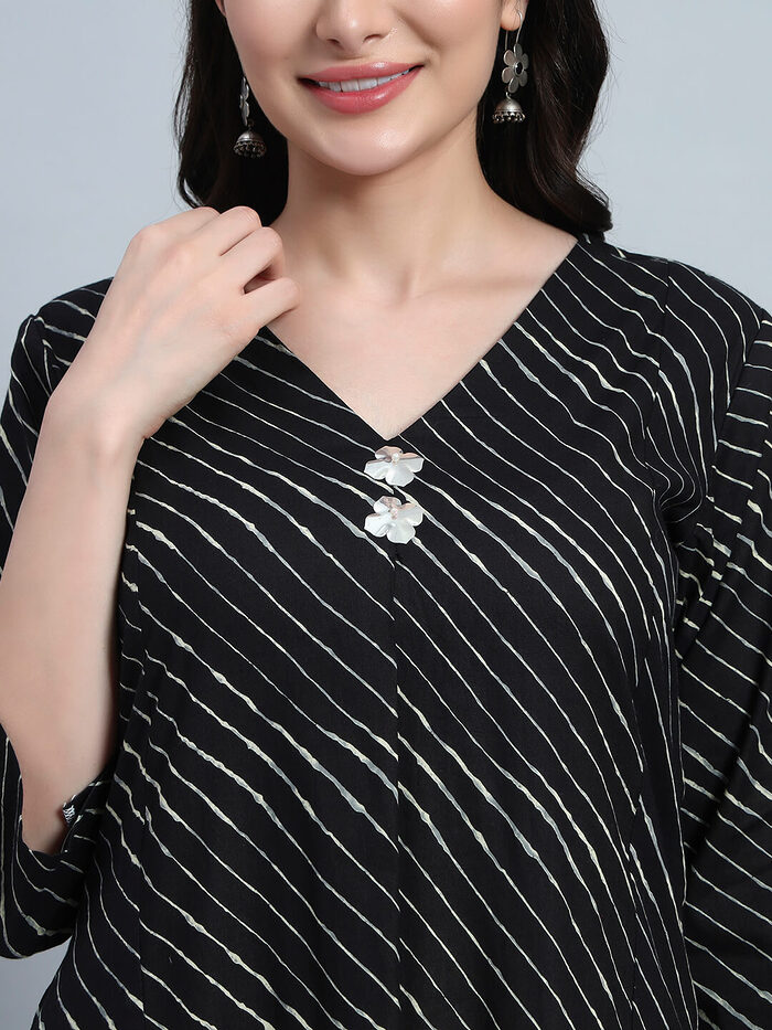 Hand Block Leheria Cotton Kurta Set - Image 6