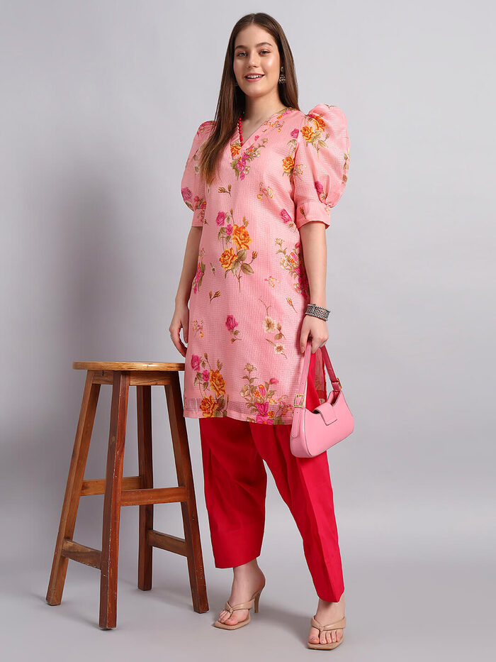 Kotadoria Floral Print Kurta Salwar Set - Image 1