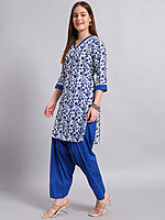 Hand Block Cotton Kurta With Salwar - Image 3
