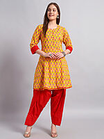 Hand Block Cotton Kurta with Salwar - Image 2