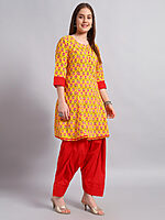 Hand Block Cotton Kurta with Salwar - Image 4