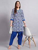 Hand Block Cotton Kurta With Salwar