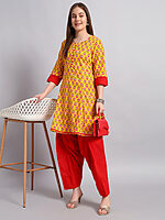 Hand Block Cotton Kurta with Salwar