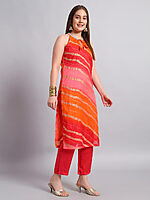 Kotadoria Leheria Kurta Set with Organza Dupatta - Image 4