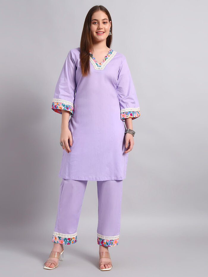Lilac Pure Cotton Coord Set - Image 2