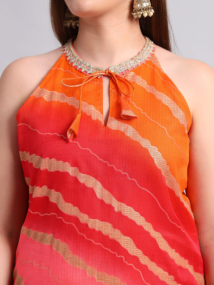 Kotadoria Leheria Kurta Set with Organza Dupatta - Image 6