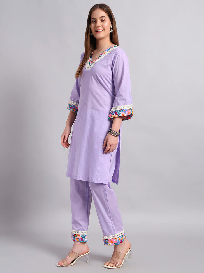 Lilac Pure Cotton Coord Set - Image 3