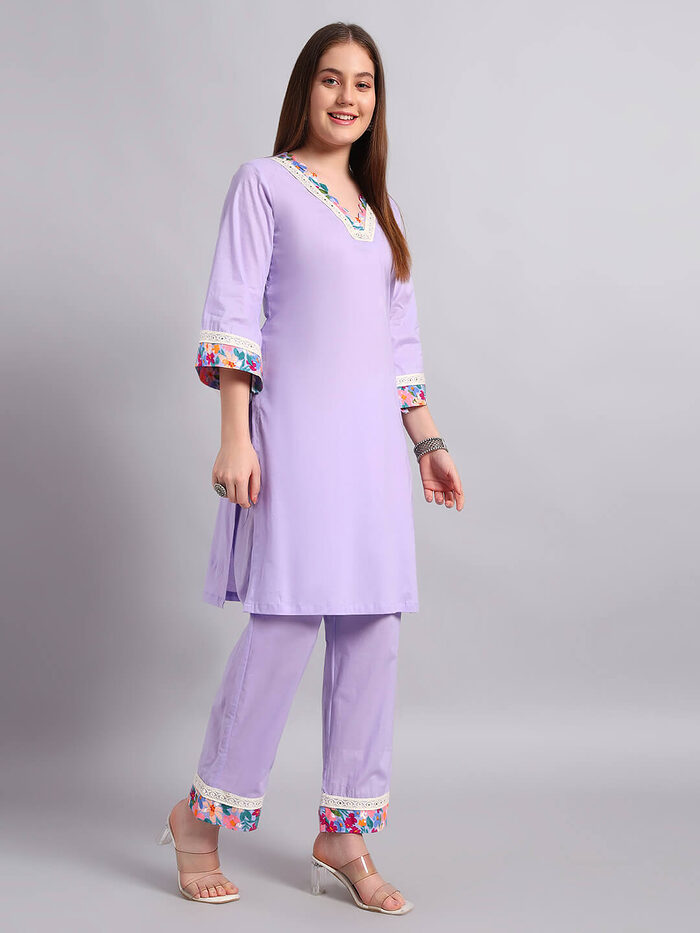 Lilac Pure Cotton Coord Set - Image 4