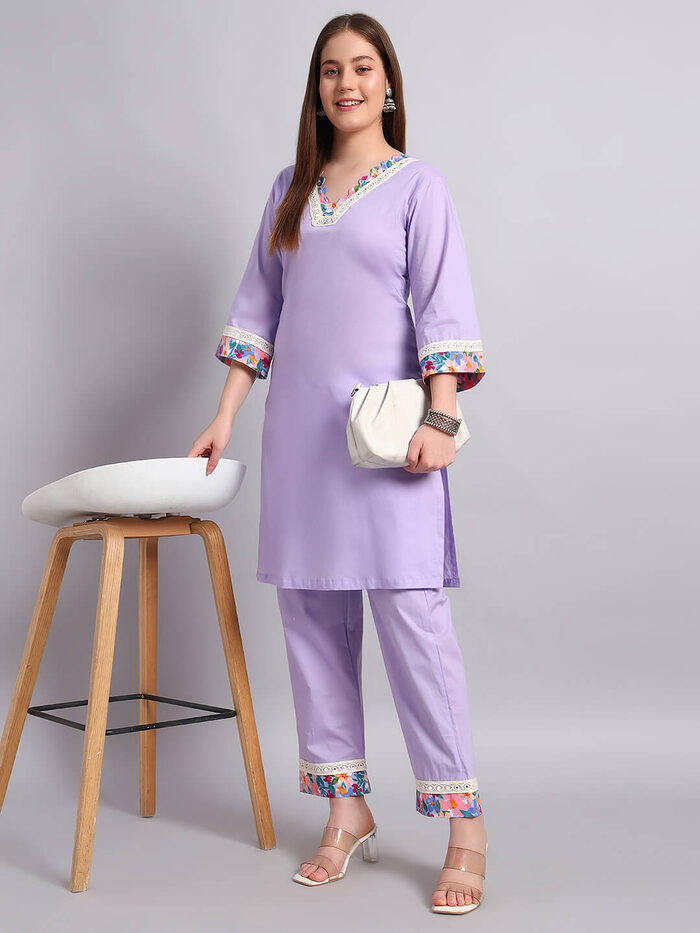 Lilac Pure Cotton Coord Set - Image 1