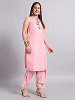 Kotadoria Kurta Set with Organza Floral Dupatta - Image 4