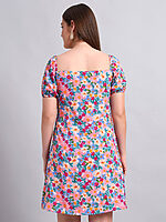 Crepe Floral Print Short Dress - Image 6