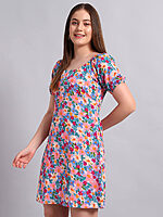 Crepe Floral Print Short Dress - Image 5