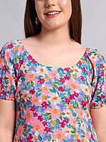 Crepe Floral Print Short Dress - Image 7